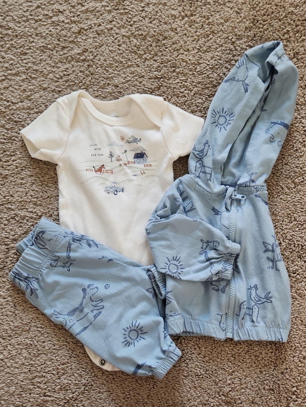 Carter's Blue and White Boys' 3-Piece Outfit Set